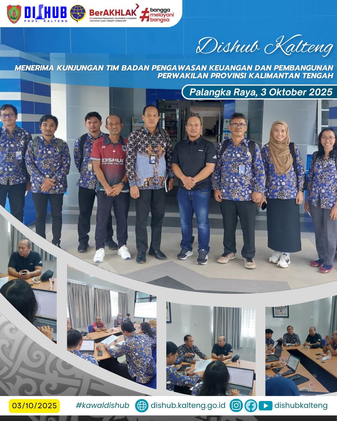 Dishub Kalteng menerima kunjungan Tim Badan Pengawasan Keuangan dan Pembangunan Perwakilan Provinsi Kalimantan Tengah